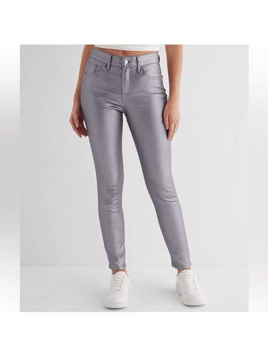 Express Pants - Express Metallic Silver Coated Jeans